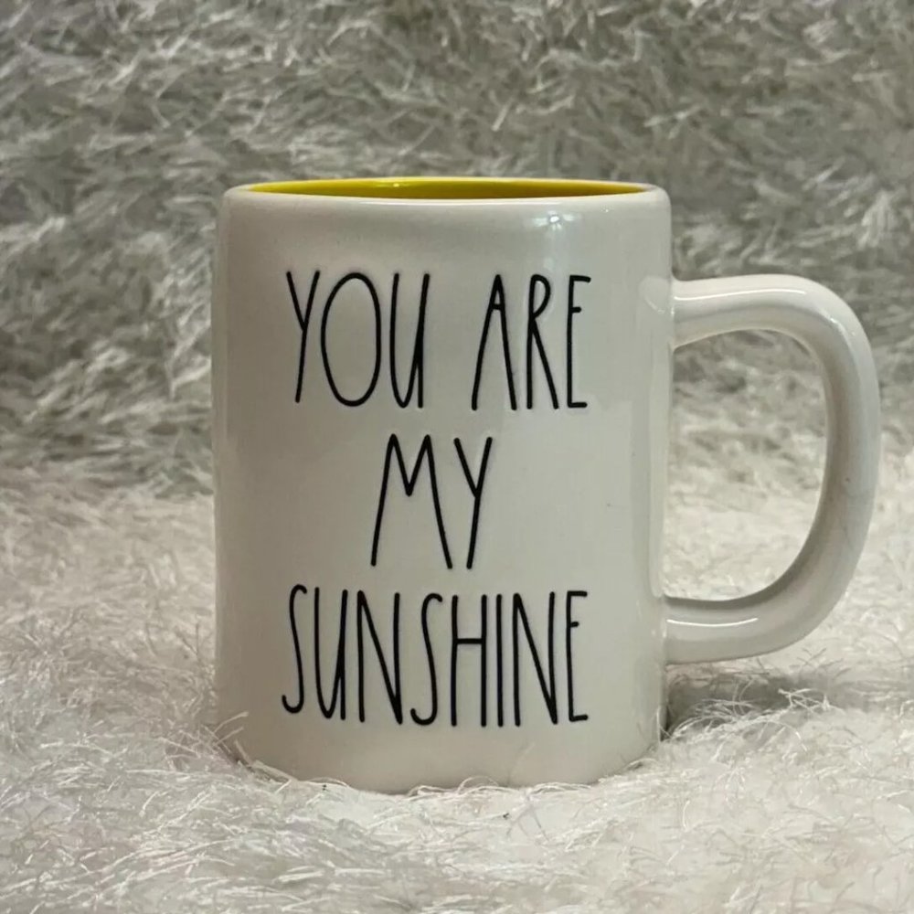 Rae Dunn Mug "You Are My Sunshine" Artisan by Magenta White Yellow Inside 16 Oz